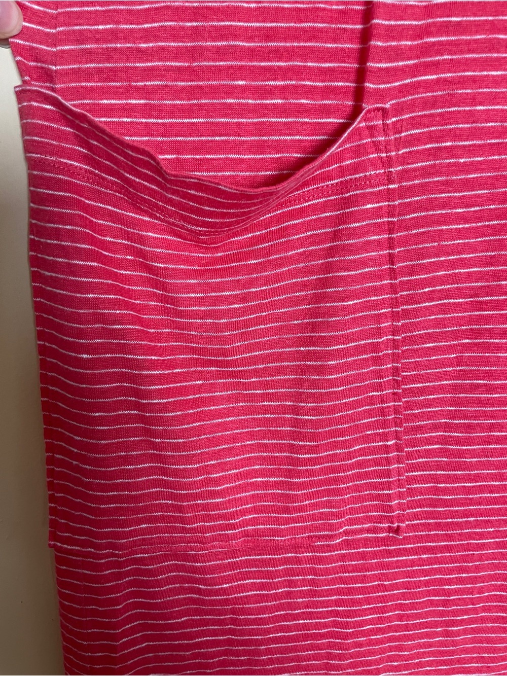 Eileen Fisher Dress Size 1X Red Striped Organic Linen Pockets 3/4 Sleeves - Picture 8 of 12